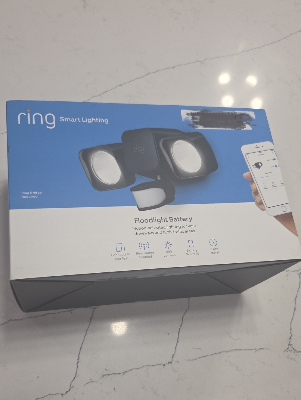 Ring Floodlight Battery Smart Lighting - Black and White New In Box